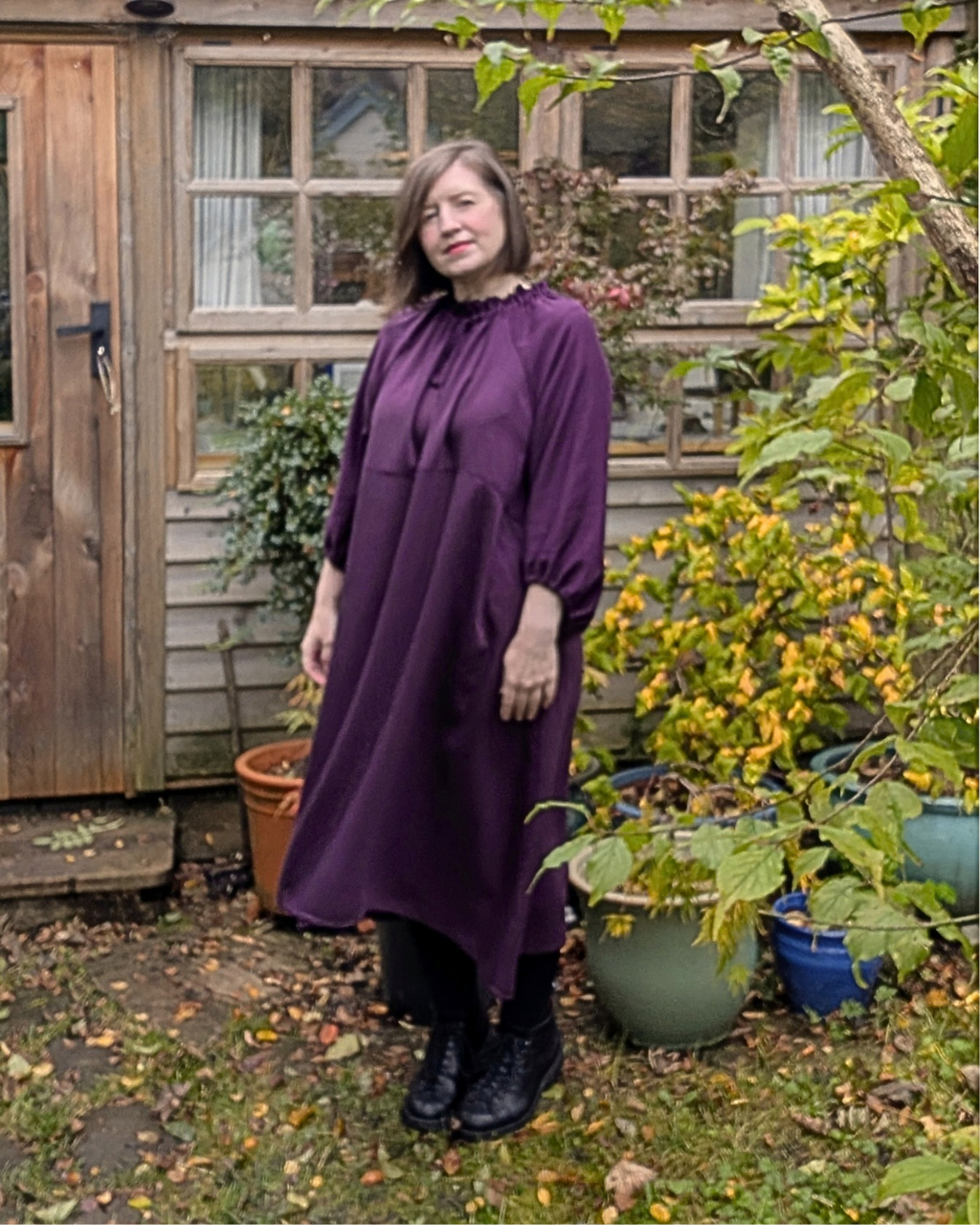 Damson Tie Neck Dress