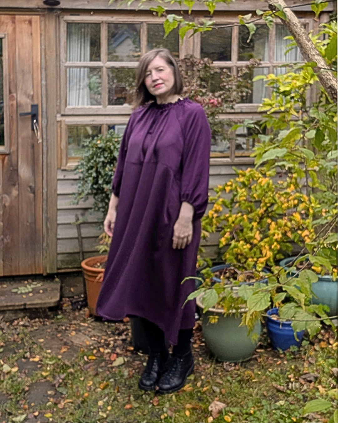 Damson Tie Neck Dress