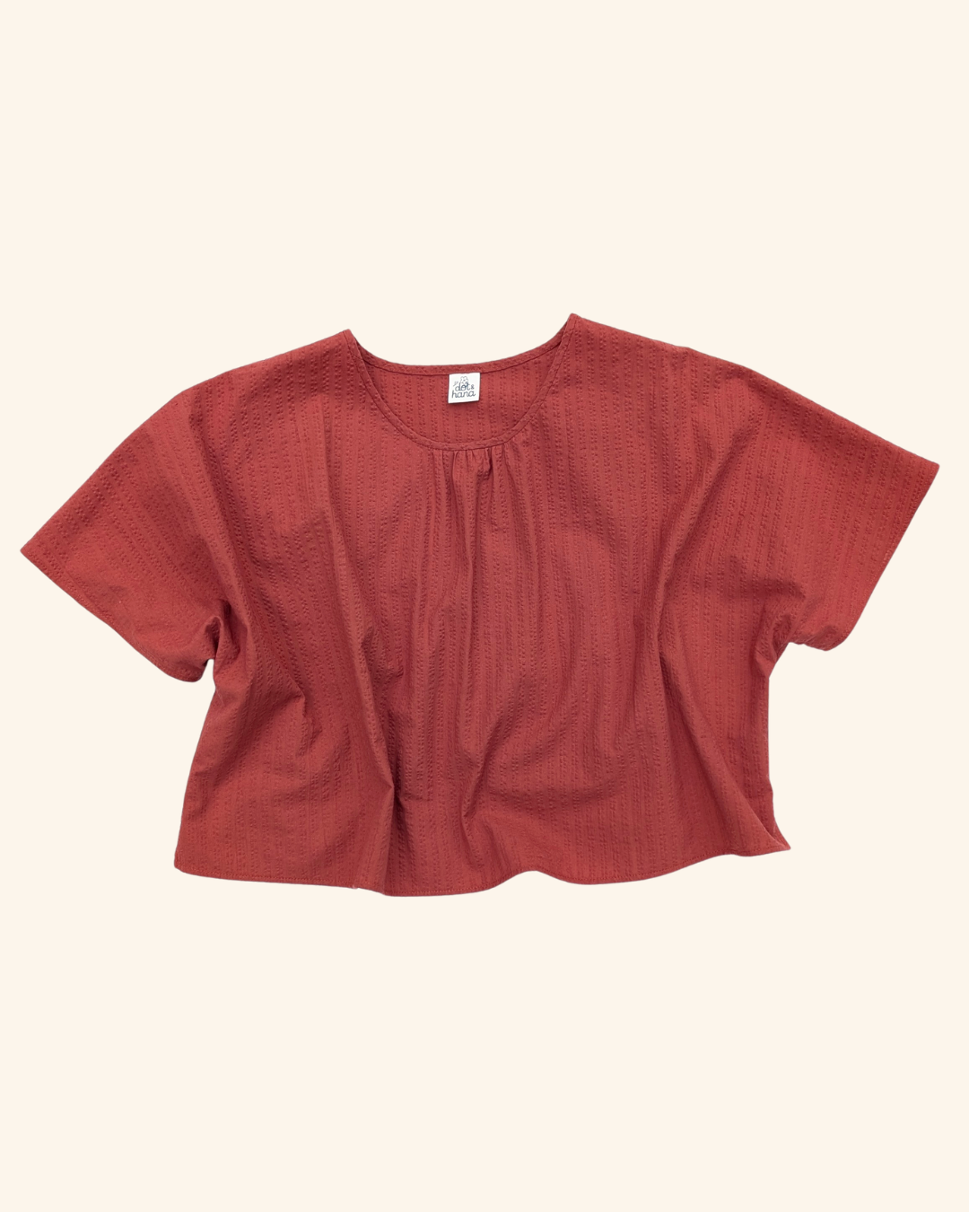 Hannah Seersucker T-Shirt Top - Rust