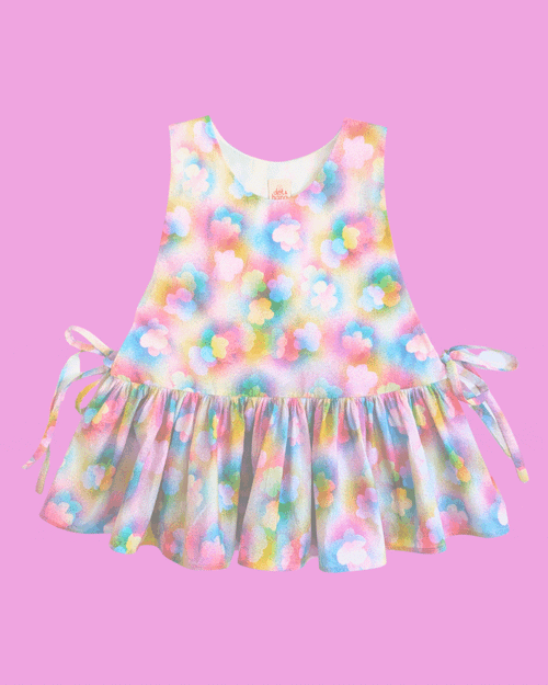 Daisy Side-Tie Top - Neon Floral